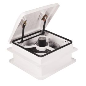 RV Roof Vent Fan 14" with LED Light,4 Speed Reversible 12V RV Exhaust Fan Low Noise,UV Protection,Manual Open for Camper,Travel,Cargo Trailer (type: without light)