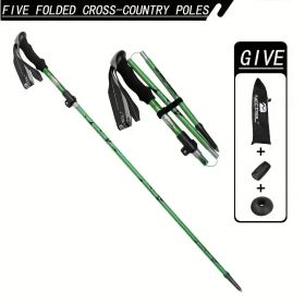 "Professional Adjustable Hiking Sticks - 5-Section Compact Design, Secure Flip-Lock - Men/Women Outdoor Gear" (Color: Green)